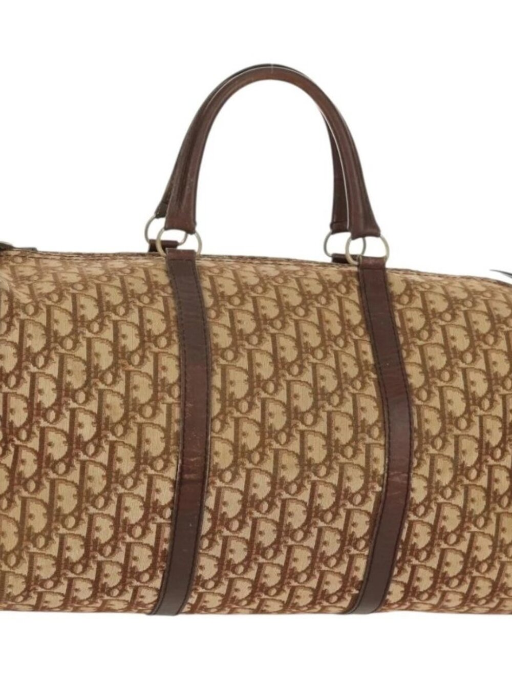 Christian Dior Trotter Canvas Boston Bag Beige Gold Auth 157139 - Picture 2 of 16